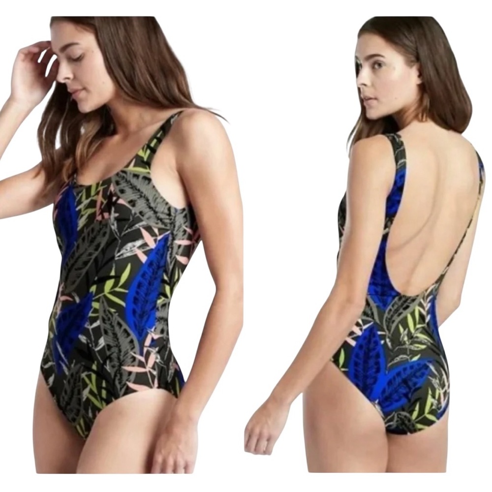 Athleta Midnight Palm Scoop One Piece Size M